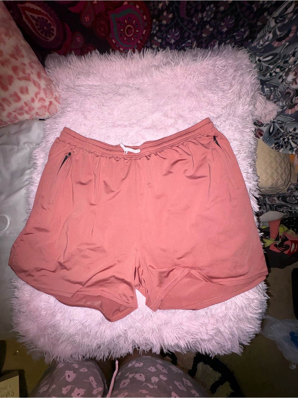 Essentials Rose Dust Athletic Shorts with Zipper Pockets